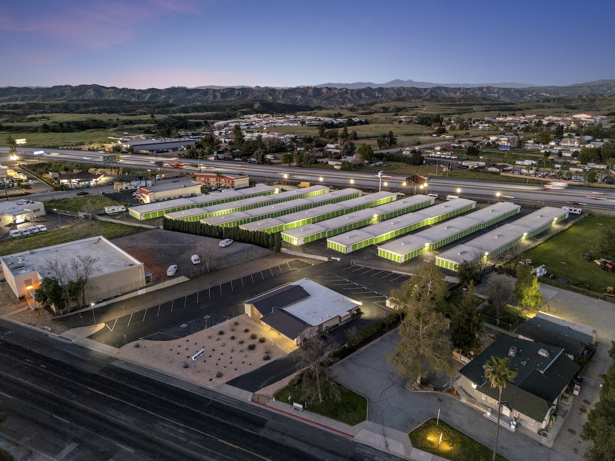 Self storage facility calimesa exterior twilight