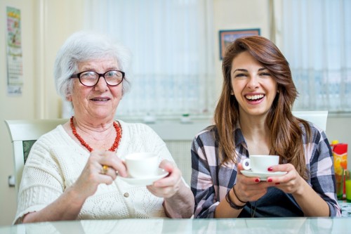 tea time with grandma and granddaughter