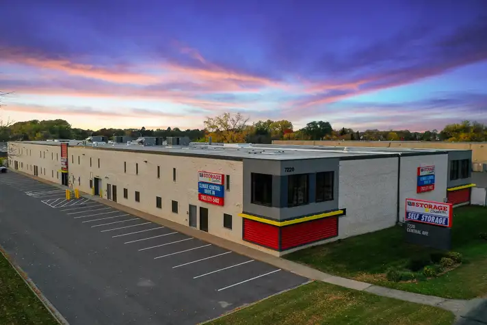self storage facility fridley mn central ave exterior office drone