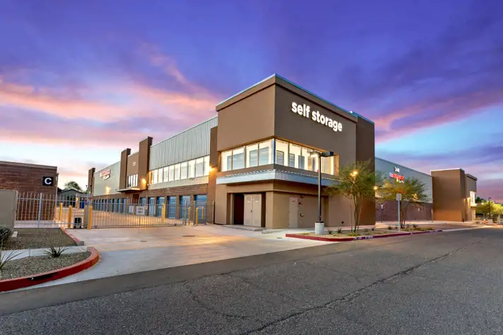 self storage facility phoenix az union hills exterior twilight